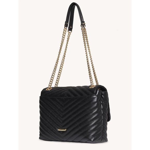 NWT Rebecca Minkoff Edie Medium Shoulder Crossbody Bag BLACK Gold AUTHENTIC - Picture 2 of 15